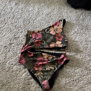 Beach Riot Floral One-Shoulder One-Piece Swimsuit in Black, Pink & Peach